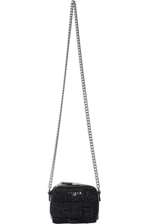GAËLLE Woven Shoulder Bag with Rhinestone Lettering