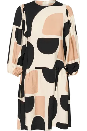 INWEAR Short Dresses, female, , XS, Neutral Soft Blocks Dress with Puff Sleeves