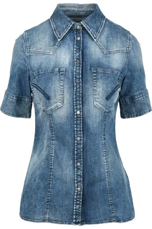 Dondup Denim Shirts, female, , S, Flared shirt with snap closure