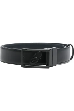 BRIONI Logo Buckle Plain Belt