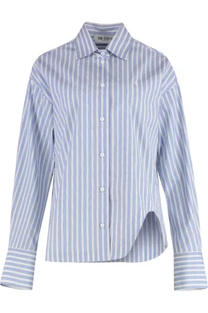 The Attico Shirts, female, , 2XS, Striped Cotton Shirt with Front Slit