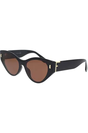Fendi Sunglasses, unisex, , 55 MM, Cat Eye Sunglasses with Gold Rivets