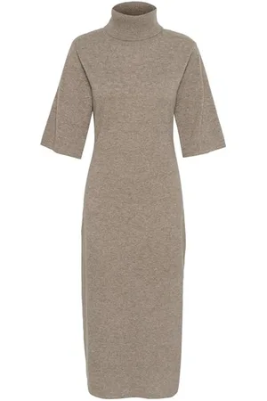 Gestuz Knitted Dresses, female, , XL, Long Knit Dress with High Neck