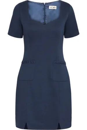 Ichi Short Dresses, female, , S, Feminine Dress with Short Sleeves and Pockets