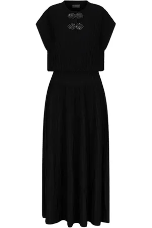 Emporio Armani Midi Dresses, female, , XS, Jewel Detail Long Ottoman Dress