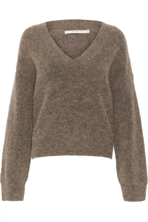 Gestuz V-neck Knitwear, female, , XL, Soft V-Neck Knit Jumper Dark Sand