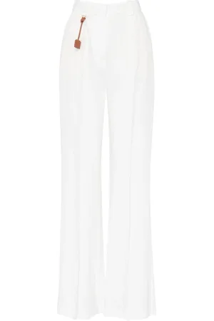 Elisabetta Franchi Wide Trousers, female, , L, Ivory Trousers Pa09752E2-360