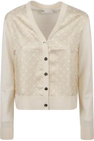 Tory Burch Silk Front Cropped Cardigan Jumpers