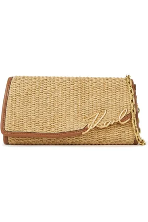 Karl Lagerfeld Pouch Cartera Rafia Camel