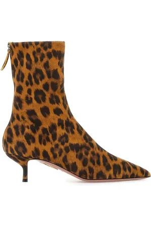 Aquazzura Heeled Boots, female, , 4 1/2 UK, Leopard Print Montmartre Bootie Ankle Boots