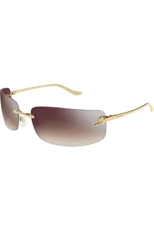 Cartier Sunglasses, unisex, , ONE SIZE, Rectangular Rimless Sunglasses Red Gradient