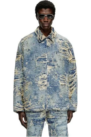 Diesel Denim Jackets, male, , M, Denim Jacket with Distressed Finish