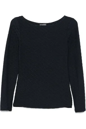 Emporio Armani Round-neck Knitwear, female, , 2XL, Crew Neck Jumper Finished Edge