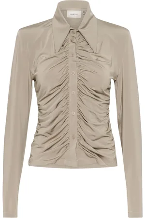 Gestuz Draped Shirt with Pointed Collar