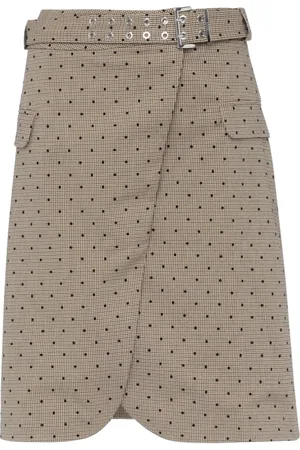 Ganni Short Skirts, female, , M, Check Suiting Skirt Tiger Eye