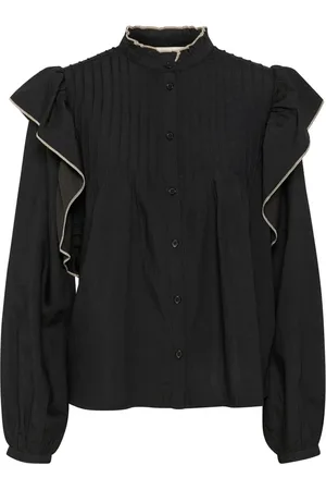 Cream Pitch Feminine Shirt with Ruffles