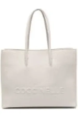 Coccinelle Tote Bags, female, , ONE SIZE, Ivory Pebbled Leather Shopping Bag Woman