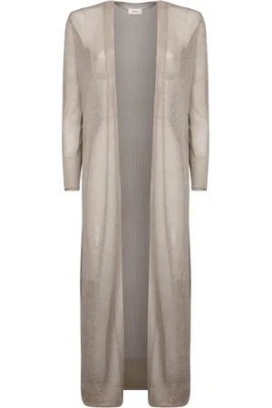 HERNO Cardigans, female, , S, Silver Lurex Draped Cardigan
