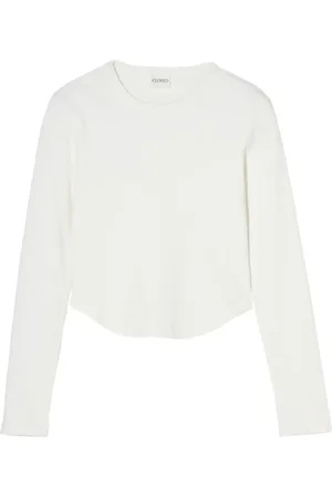 Closed Long Sleeve Tops, female, , XS, Crewneck Round Hem Cotton Long Sleeve
