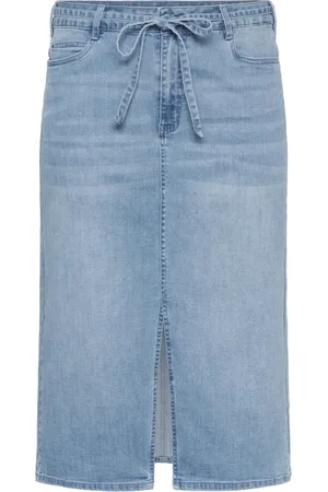 Kaffe Denim Skirts, female, , 2XL, Denim Skirt with Front Slit and Belt