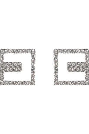 Elisabetta Franchi Silver Earrings with Strass Inlay