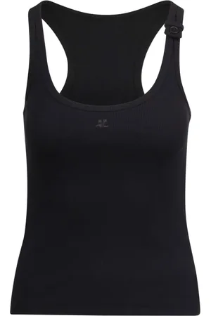 Courrèges Sleeveless Tops, female, , S, Rib Tank Top with Buckle Detail