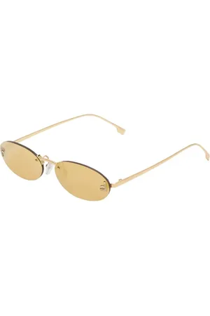 Fendi Sunglasses, unisex, , 54 MM, Gold Frame Sunglasses with Mirrored Lenses