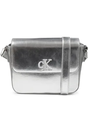 Calvin Klein Bags, unisex, , ONE SIZE, Silver Casual Eco-Leather Bag with Monogram