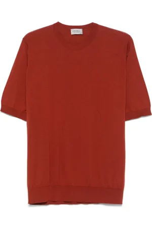 JOHN SMEDLEY T-Shirts, male, , 2XL, Rust Crew Neck T-shirt