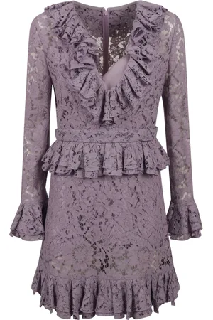 VALENTINO GARAVANI Short Dresses, female, , XS, Floral-Lace Ruffle Dress