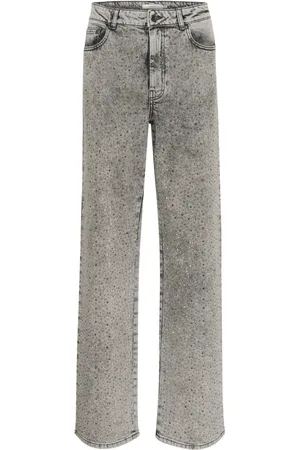 Gestuz Straight Jeans, female, , W27, Vintage Grey Wash Wide Leg Jeans