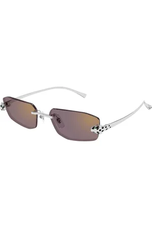 Cartier Sunglasses, unisex, , 56 MM, Stylish Sunglasses in Silver with Purple Lenses