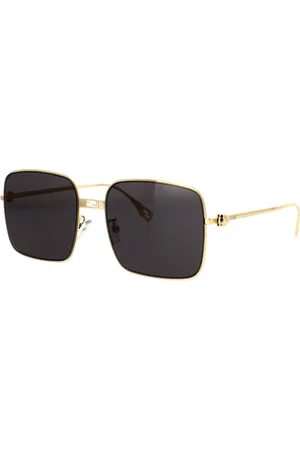 Fendi Sunglasses, unisex, , 55 MM, Square Glamour Sunglasses with Gold Frame