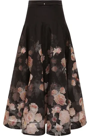 ZIMMERMANN Midi Skirts, female, , M, Silk Linen Midi Skirt