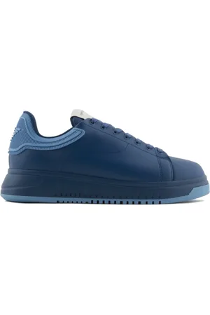 Emporio Armani Leather Sneaker with Retro Logo