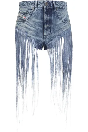 Diesel Denim Shorts With Fringe