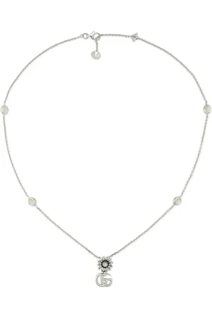 Gucci Necklaces, female, , ONE SIZE, Necklace in sterling silver and mother of pearl with Double G and flower pendant