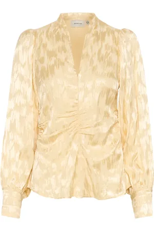 Gestuz V-Neck Blouse with Ruched Front