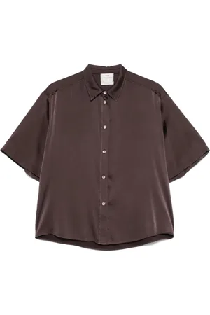 FORTE FORTE Silk Satin Half Sleeve Shirt