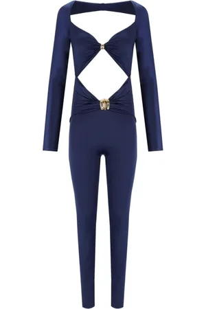 Elisabetta Franchi Jumpsuits, female, , 2XL, Oltremare Jumpsuit With Maxi Bow