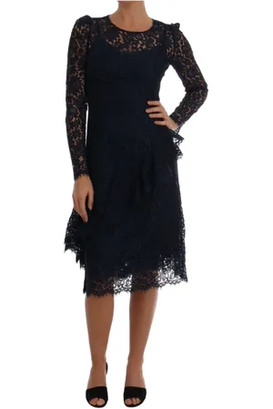 Dolce & Gabbana Midi Dresses, female, , XS, Elegant Floral Lace A-Line Dress