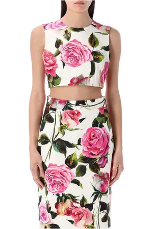 Dolce & Gabbana Rose Print Crop Top