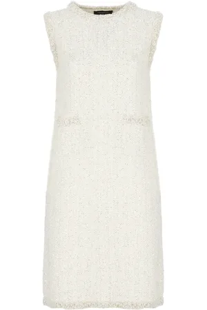 Fabiana Filippi Short Dresses, female, , XS, Ivory Cotton Dress with Sequins Details
