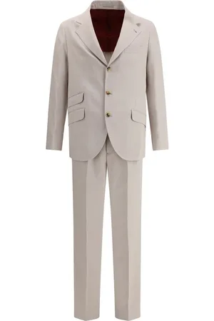 Brunello Cucinelli Single Breasted Suits, male, , 2XL, Silk Suit with Blazer Jacket and Classic Trousers