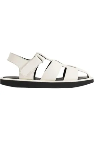 STUDIO NICHOLSON Leather Sandals Velcro Closure Parchment
