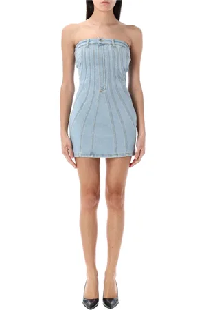 MUGLER Denim Bustier Mini Dress