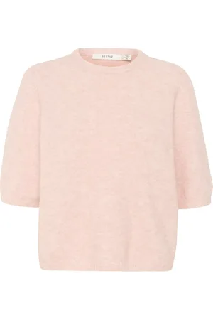 Gestuz Round-neck Knitwear, female, , S, Soft Knit Tee in Rose Grey