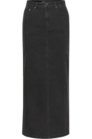 Gestuz Classic Denim Long Skirt Dark Grey