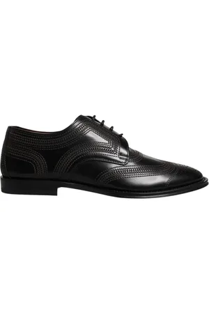 Dolce & Gabbana Business Shoes, male, , 6 UK, Embroidered Leather Derby Dress Shoes
