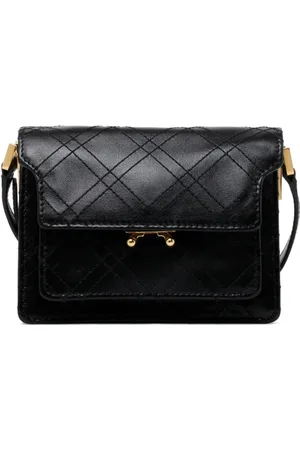 Marni Leather Shoulder Bag with Gold Hardware